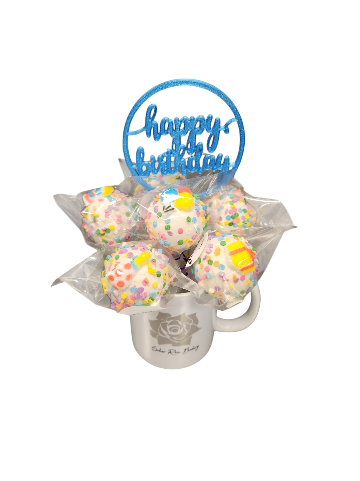 Cakes pops in a mug birthday gift for dessert lover in Phoenix, AZ.