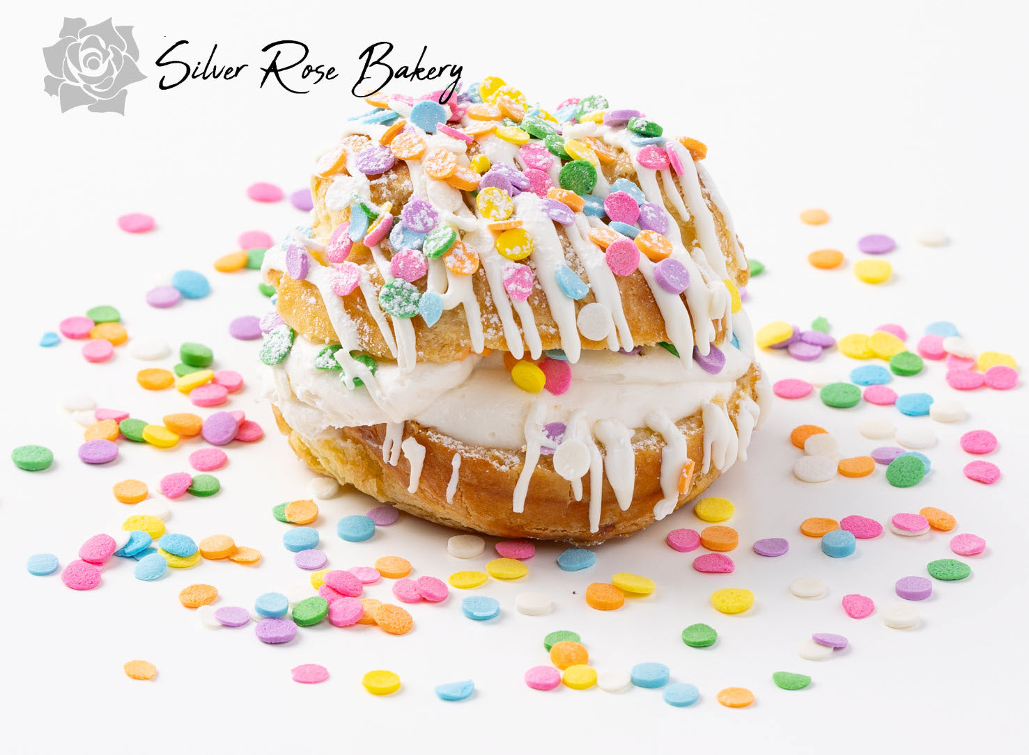 Sprinklefetti Cream Puff fresh made in Phoenix bakery.