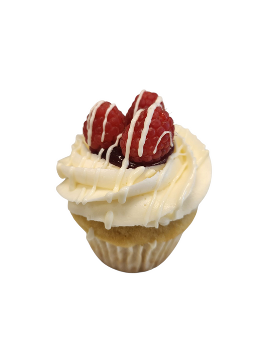 vanilla raspberry gourmet cupcakes from bakery in North Phoenix with gluten free and vegan cupcake options.