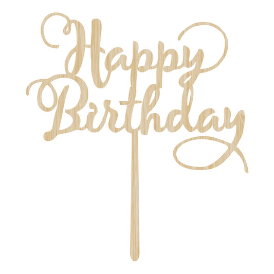 Wood Grain Happy Birthday Cake Topper.