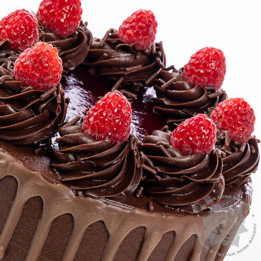 Fresh Chocolate Raspberry Birthday Cake for delivery in Phoenix, AZ.