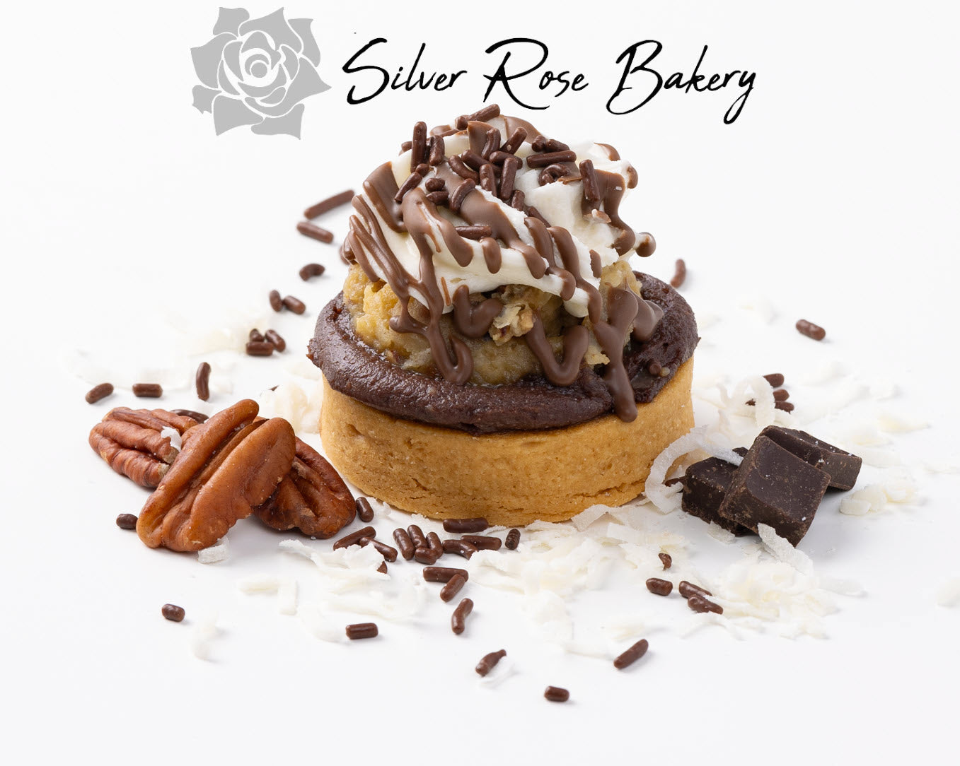 German chocolate mini tart fresh made in Phoenix, AZ.