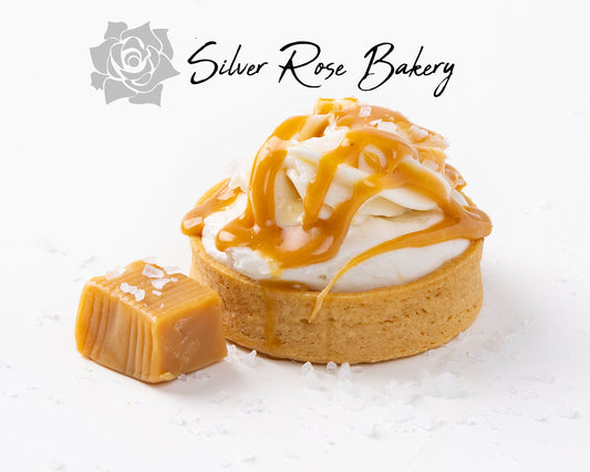 fresh made salted caramel mini tart at bakery in Phoenix, AZ.