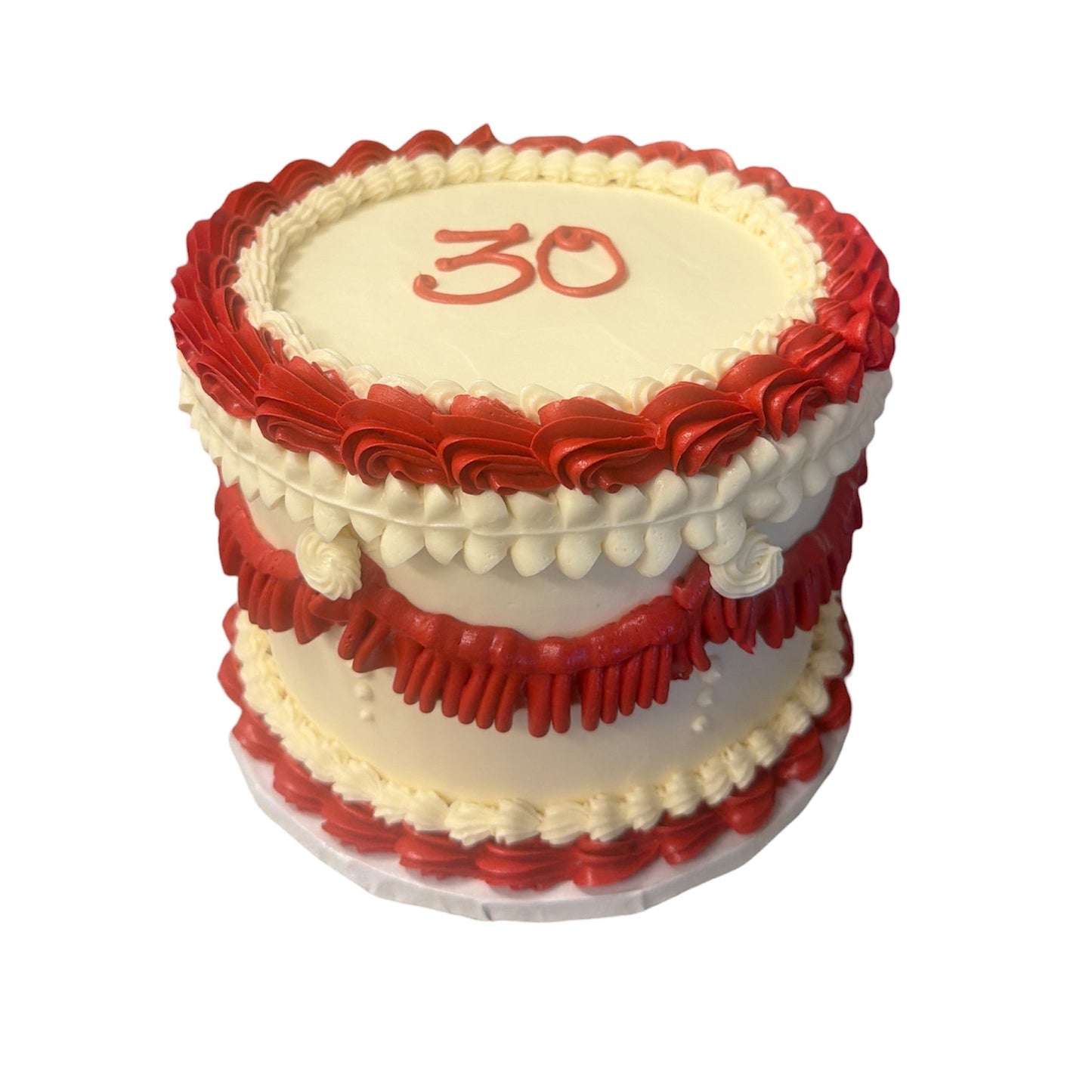 custom round cake with vintage piping in Phoenix, AZ.